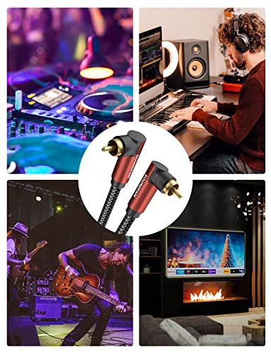 90 Degree Right Angle RCA Subwoofer Cable, Dual Shielded 24K Gold-Plated Coaxial Audio Cable for Home Theater, S/PDIF - [ 16.5ft/5M, Red, 2 x 90° RCA Plug ] - color: 2 x 90° RCA Plug, size: 16.5ft/5M