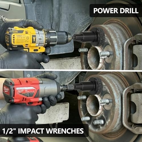 Wheel Hub Cleaning Tool, Hub Resurfacing Kit, Brakewheel Stud Cleaner With 7 Pads, Used For Quickly Removing Rust From Studs And Brake Discs, Supports Electric Drills And 1/2-Inch Impact Wrenches