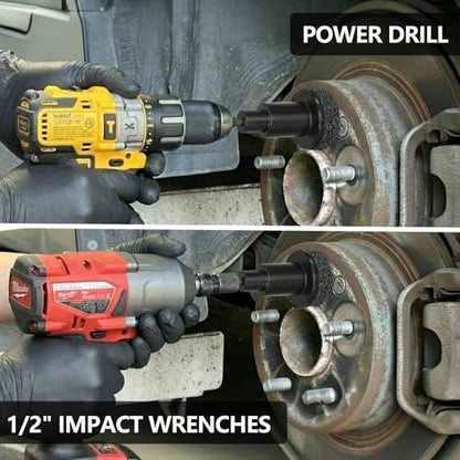 Wheel Hub Cleaning Tool, Hub Resurfacing Kit, Brakewheel Stud Cleaner With 7 Pads, Used For Quickly Removing Rust From Studs And Brake Discs, Supports Electric Drills And 1/2-Inch Impact Wrenches