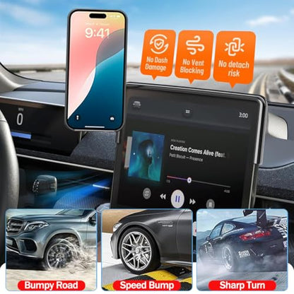 Car Phone Holder for 2021-2024 2025 Ford Mustang Mach-E 15.5-Inch Touchscreen, Cell Phone Mount Compatible with MagSafe