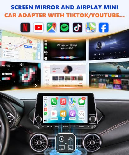 2026 4-in-1 Mini Wireless CarPlay Adapter & Android Auto Support AirPlay/MirrorLink, Convert Wired to Wireless, Auto-Connect for Daily Commute, 5.8GHz Stable Connection, Plug & Play Dongle - size: 4 IN 1, Gunmetal Gray(Support Mirrorlink)