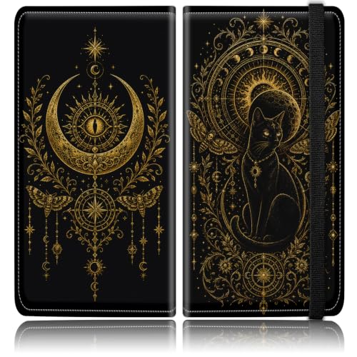 Car Registration and Insurance Card Holder Wallet, Gothic Celestial Black Cat Vehicle Document Organizer for Glove Box, Auto License & ID Card Holder Case, Slim Multi-Slot Car Paper Organizer - color: Gothic Celestial Black Cat