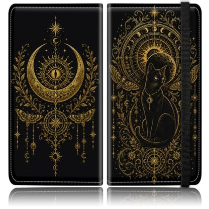 Car Registration and Insurance Card Holder Wallet, Gothic Celestial Black Cat Vehicle Document Organizer for Glove Box, Auto License & ID Card Holder Case, Slim Multi-Slot Car Paper Organizer - color: Gothic Celestial Black Cat