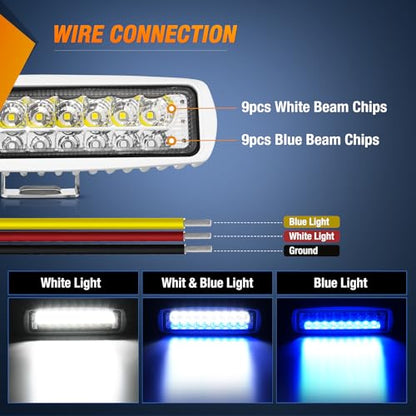 Nilight Marine LED Pods Navigation Lights 2PCS 54W Blue White Flood Beam Ponton Boat Deck Dock Lighting for Night Fishing T-top Stern Yacht Kayak Port Sailboat Trucks Tractors - color: White/Blue 2Pcs