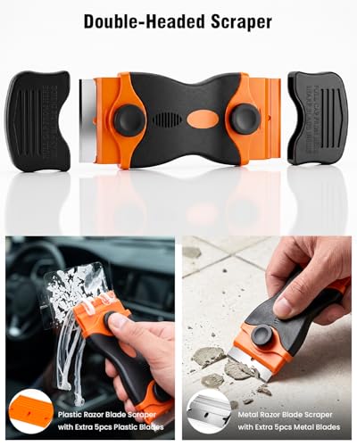Eraser Wheel Decal Remover Tool Kit, 3 Upgraded Rubber Wheels with Razor Blade Scrapers & Drill Adapters + 10 Wipes, Removing Adhesive Stickers Vinyl Pinstripes Emblem Glue for Car Truck RV