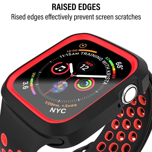 D & K Exclusives Compatible with Apple Watch 42mm Case, Shockproof Sport Protective Bumper Case for iWatch Women Men Kids GPS iWatch Series 3/2/1, Black, Red - color: Black, Red