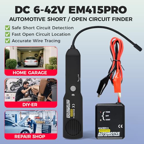 EM415Pro Automotive Wire Tracer Circuit Breaker Finder-Car Broken Wire Detector Tool,DC 6-42V Low-Voltage Auto Circuit Tester for Cars Truck Boat and Low Voltage DC Diagnostics