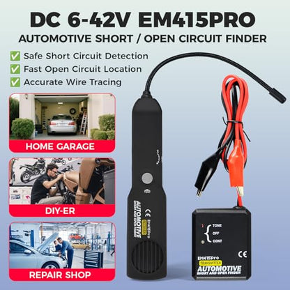 EM415Pro Automotive Wire Tracer Circuit Breaker Finder-Car Broken Wire Detector Tool,DC 6-42V Low-Voltage Auto Circuit Tester for Cars Truck Boat and Low Voltage DC Diagnostics