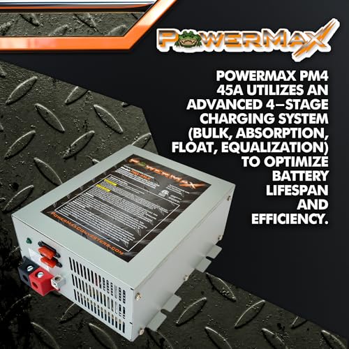 PowerMax PM4 45A RV Converter | 45 Amp 12V Power Converter with a Built-in 3-Stage Smart Battery Charger | AC to DC Power Supply | Lithium Compatible | Adjustable Output 13.5VDC - size: 45 Amp