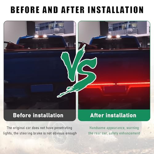 Yourkar Tailgate Light Bar, 59 Inch Single Row LED Tailgate Light Bar, LED Flexible Strip with Red Running Brake White Reverse Yellow Turning Signals Lights, Car Accessories - color: Single, size: 59"