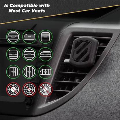 Scosche MAGVM2B MagicMount Magnetic Cell Phone Stand, Hands-Free Cellphone Holder for Car Vent Phone Mount Compatible with iPhone, Samsung and all Mobile Android Phones, Not Compatible with MagSafe - size: 1 Pack, style: Vent