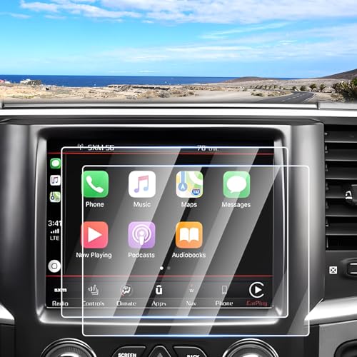 Canvcle 2026 Ram 1500 8.4" 2PCS Screen Protector for 2013-2026 Dodge Ram 1500/2500/3500, Tempered Glass for 2014-2024 Jeep Grand Cherokee/Wrangler JL/Gladiator JT/Compass MP - size: 2013-Present Dodge Ram 1500 2500 3500 8.4 Inch