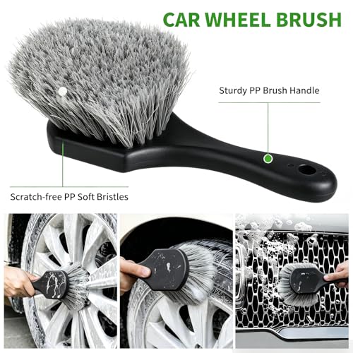14Pcs Car Wash Kit, 62'' Car Wash Brush with Long Handle, Microfiber Scratch-Free Carwash Brush Mop Mitt Kit Car Car Washing Supplies Cleaning Kit for Cars RV SUV Truck Boat Green - color: Green-14pcs