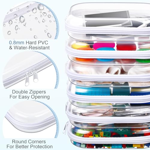 Sanwuta 6 Clear Hard Zipper Case, Clear, 7.87 x 5.9 x 2 Inch - color: White, size: 7.87 x 5.9 x 2 Inch