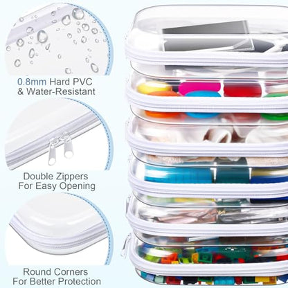 Sanwuta 6 Clear Hard Zipper Case, Clear, 7.87 x 5.9 x 2 Inch - color: White, size: 7.87 x 5.9 x 2 Inch