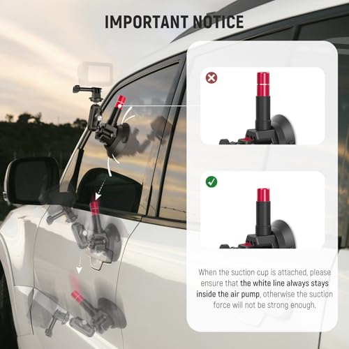 NEEWER Triple Suction Cup Car Mount Compatible with Insta360 X5 X4 GoPro DJI OSMO 360 Cameras, Quick Release Outside Windshield Magic Arm Mount Kit with 2 in 1 Extension Pole/Selfie Stick, CA065 - style: CA065