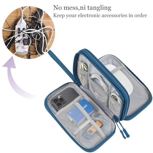 CAAORDKSO 전자 정리함 여행 케이스, 방수 케이블 정리함 가방 코드 정리함 파우치, 케이블, USB, 충전기, 휴대폰, 보조 배터리, 이어폰, 전자 액세서리용 (다크 그린, 미디엄) - color: 다크 그린., size: Medium