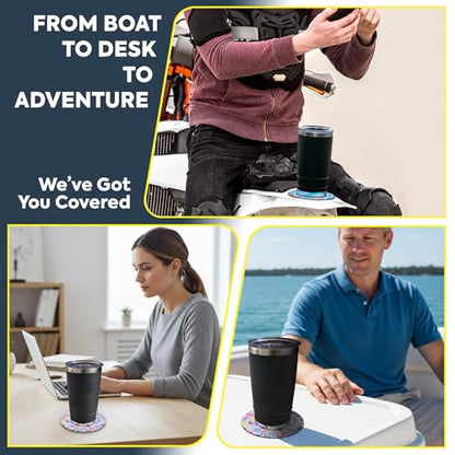 Lil Sucker Suction Cup Holder – Universal Drink Holder for Paddle Board, Kayak, ATV & Boat – Clip-On Coffee Anti-Spill - Donut Pack of 2 - color: Donut