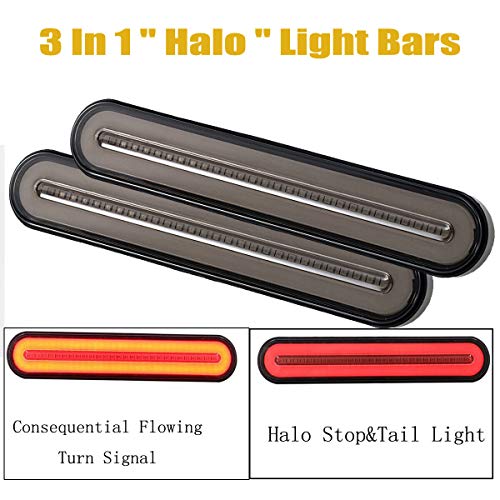 2 Pack 9" LED Trailer Tail Light Bar + Brake Stop +Turn Signal Lights Assembly Identification Red & Amber Sequential Strip Light Waterproof for Trailer Truck Pickup SUV RV 12V-24V - color: Standard