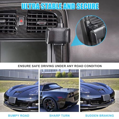 Car Phone Holder for Corvette C6 2005-2013 Centre Console Air Vent Rotatable Fixed Mobile Phone Mount Holder for Car Fit for iPhone Android and Universally Smartphones (Style A)