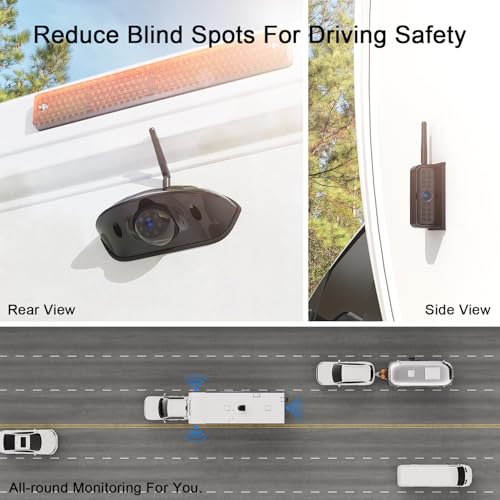 Fookoo HD 1080P 7" Wireless 3 Backup Camera System for Furrion Pre-Wired RV - size: 7" 3-Cam