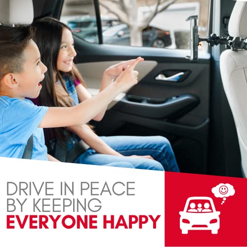 Macally Tablet Holder for Car Headrest - Adjustable iPad Headrest Mount for Car - Super Secure Car iPad Holder Backseat Kids - Fits All 4.7-12.9" Back Seat Devices (iPad Pro/Air/Mini, Nintendo Switch) - color: Black