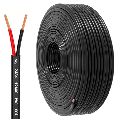 12 Gauge Wire 2 Conductor Electrical Wire, 12 AWG 3.3mm² Wire PVC Cord, 12V/24V DC Low Voltage/Copper-clad Aluminum(CCA)Flexible/2 Wire for Automotive Wire LED Strips Lamp Lighting Marine(30.5M/100FT) - color: 12AWG, size: 100FT
