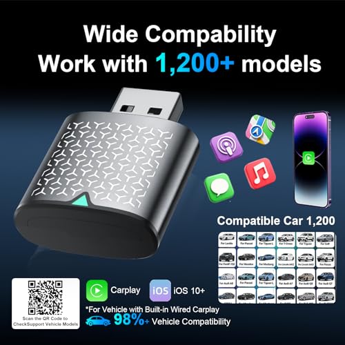 Wireless Carplay Adapter for iPhone, Bluetooth Car Play Dongle - color: Grey
