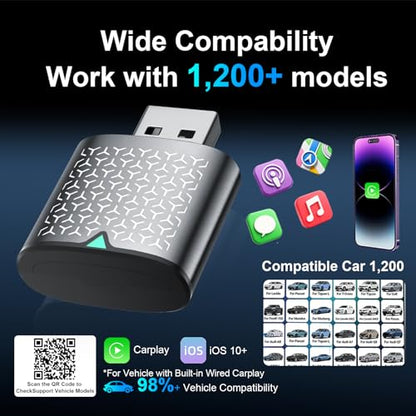 Wireless Carplay Adapter for iPhone, Bluetooth Car Play Dongle - color: Grey