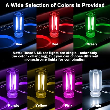 Car USB Night Light Touch Dimmable - 1-Pack Retro LED Filament Lamp for Truck Interior, Bedroom & Camping | Glass Bottle Ambiance Lighting (Yellow) - color: 1 PCS (Yellow)