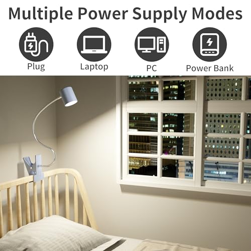 Dott Arts Desk Lamp,USB Clip On Light with 3 Color Modes,LED Reading Lamp - color: Blue