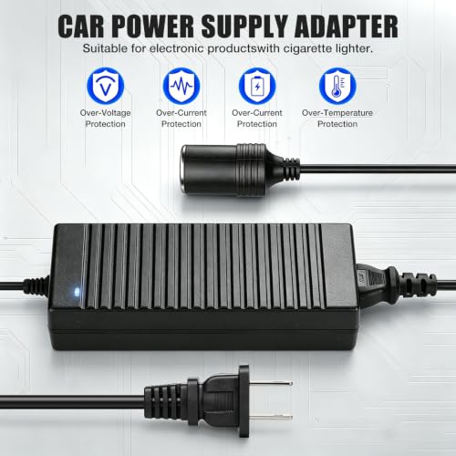 2PCS AC to DC Converter 120W 12V 10A Power Supply Cigarette Lighter Adapter to Wall Plug, 8.8Ft AC to DC Cigarette Lighter Adapter, 110V to 12V Converter Transformer for Car Powered Devices - style: 12V 10A 2Pin - 2 Pack