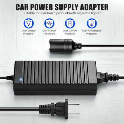 2PCS AC to DC Converter 120W 12V 10A Power Supply Cigarette Lighter Adapter to Wall Plug, 8.8Ft AC to DC Cigarette Lighter Adapter, 110V to 12V Converter Transformer for Car Powered Devices - style: 12V 10A 2Pin - 2 Pack
