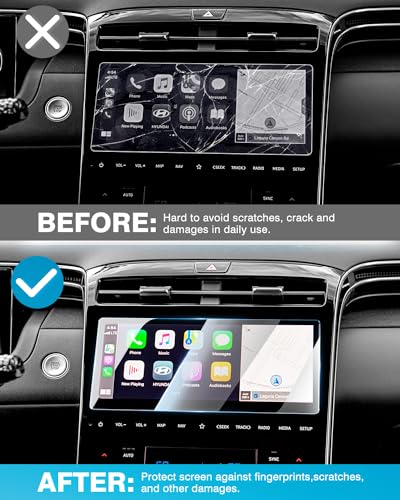 Karltys [Upgrade 2 Pack Screen Protector for 2022-2024 Hyundai Tucson/Santa Cruz 10.25-Inch Accessories [No Glare & Fingerprint] for Touchscreen Tempered Glass Navigation Protective Film - size: 2022-2024 Hyundai Tucson/Santa Cruz