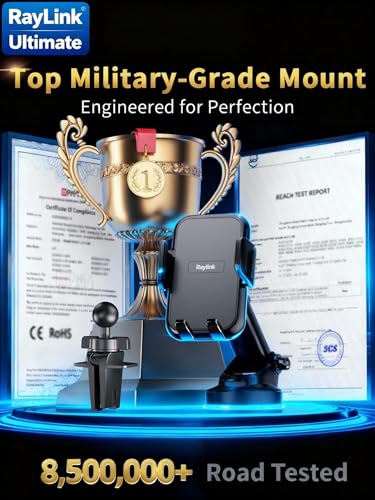 NO.1 Best【Fixed Integrated 122lb】Military-Grade Car Phone Holders Windshield Dashboard Vent【Upgraded Suction & Clip】Cell Phone Mount with Patent & Safety Certs for iPhone 17 Pro Max 16 15 Samsung