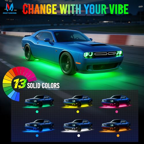 MICTUNING U8 RGB+IC Underglow LED Light Bars (8-Piece Kit) 888 LEDs, Dual Remote Control, Chasing/Fading Modes, IP68 Waterproof Aluminum Housing - size: RGBW+IC & 2 Remote