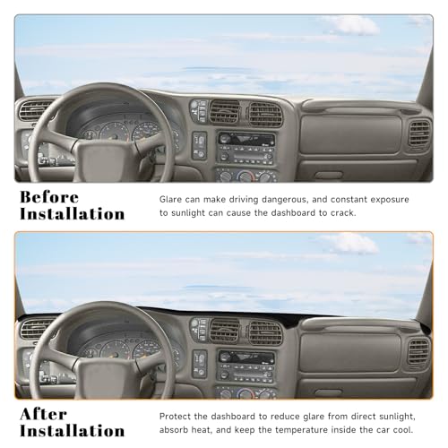 Black Dashboard Dash Board Cover Mat Carpet for Chevy 1998-2005 Blazer S10 for GMC Jimmy Sonoma Envoy for Oldsmobile Bravada Accessories Dash Cover Flannel Material Dash Mat Sunshade - size: for Chevy 1998-2005 Blazer