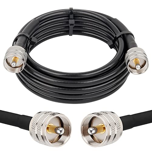 MOOKEERF RG8x Coaxial Cable 10ft,CB Coax Cable 50 Ohm,UHF PL259 Male to Male Low Loss CB Antenna Extension for HAM Radio,VHF Radio,SWR Meter,Dummy Load,Antenna Analyzer - size: 10FT