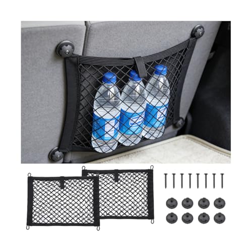 Mesh Netting Car Pouch, 2PCS 9.84" × 13.78" Stretchable Vehicle Storage Net Bag with Mounting Screws, Automotive Interior Mesh Pouch Organizer, Universal for Automobile RV Truck - size: 9.84 × 13.78 inches