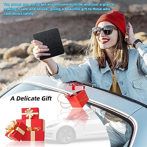Kewucn Car Registration and Insurance Card Holder, Premium Leather Glove Box Organizer, Magnetic Closure Auto Document Holder for Driver License and Cards, Perfect for Most Cars - color: Small-Black
