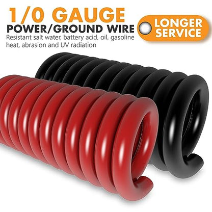 Jeemiter 1/0 Gauge CCA Wire Kit 20ft Red & Black - Car Amp Power/Ground Cable,Battery Cable with Wire Cutter,Lug Terminal Connectors & Heat Shrink Tube | for Big 3 Upgrade,Solar,RV,Marine,Subwoofer - size: 40FT Wire + Cutter