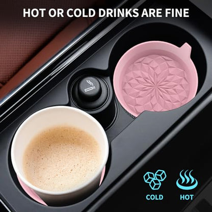 ME.FAN Car Cup Coasters [4 Pack] Silicone Cars Coasters - Universal Non-Slip Recessed Interior Accessories - Cup Holder Inserts Dusty Rose - color: 4pack-dusty Rose