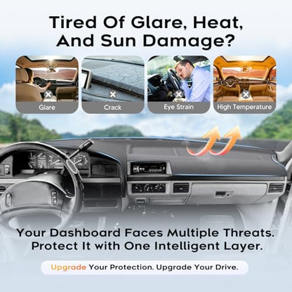 CARTIST Gray Dashboard Cover for 1992-1996 Ford F150 Bronco&1992-1997 F250 F350, Anti-Glare Non-Slip UV Protection Dash Cover Mat - color: 4)92-96 F-150(Gray)