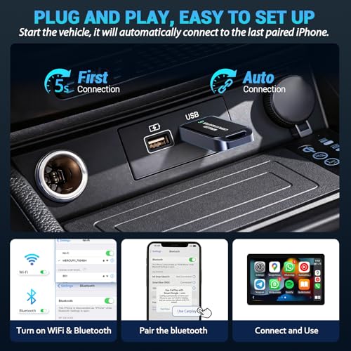 2026 Upgraded Wireless CarPlay Adapter for iPhone 6+ (iOS 10+) & 2016+ Car