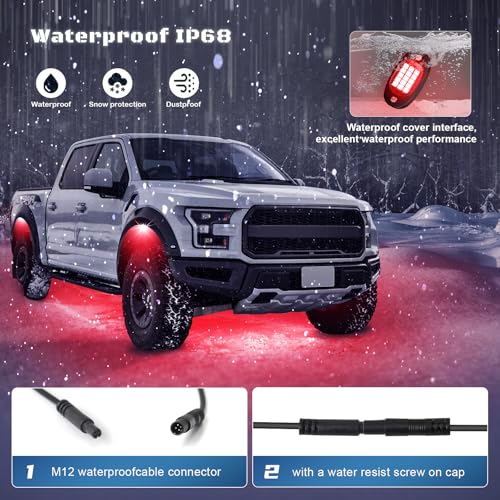 8 Pods RGB LED Rock Lights Kit with APP Control, Multi-Color 175° Beam Angle Car Underglow for Trucks, Waterproof Music Mode, Neon Underbody Lights for Jeep UTV SUV ATV Boat Golf Cart Exterior