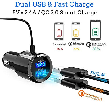 FM Transmitter Bluetooth 5.0 Hands-Free Car Kit with Quick Charge QC 3.0 Car Radio Adapter with Microphone CVC Noise Reduction