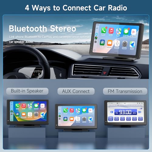 Haudio Portable CarPlay Screen for Apple CarPlay & Android Auto, 7 Inch Wireless Car Stereo Touchscreen with Bluetooth, GPS Navigation, Voice Control, Backup Camera Support for All Vehicles - size: 7 inch(7002)