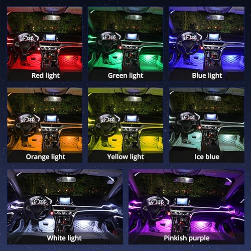 4In1 5050 SMD 48LED RGB Interior Car Strip Light Accessories Under Dash Lighting Footwell Ambient Lights Atmosphere Neon Lights Strip Kit with USB 20Key Controller for Car Truck ATV UTV RV