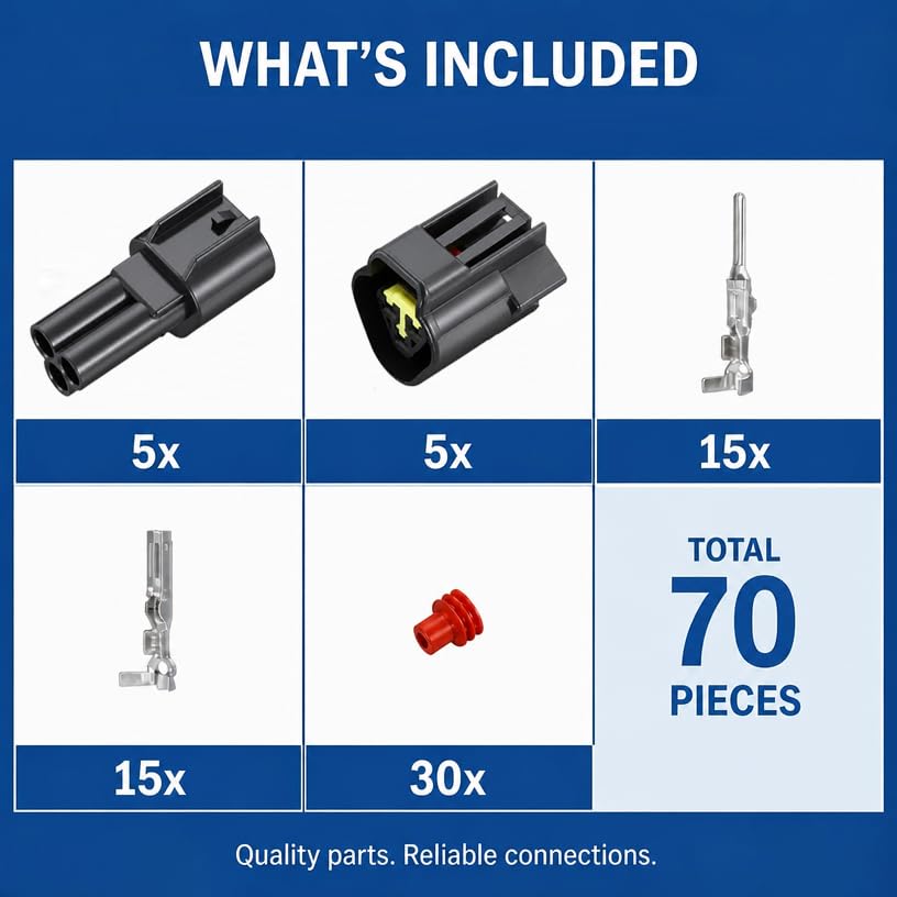 3 Pin Automotive Sealed Wire Connectors, IP67 Waterproof,70Pcs 16-22 AWG
