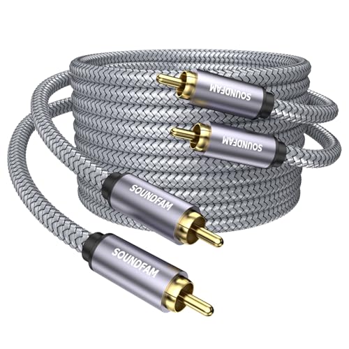 Subwoofer Cable 20ft/6M,RCA to RCA Audio Cable 24K Gold Plated Plug Double Shielded Digital Analog Support Amplifier, Home Theater, Hi-Fi System, Subwoofer（2-Pack） - size: 20ft/6M, style: RCA to RCA(2-Pack)